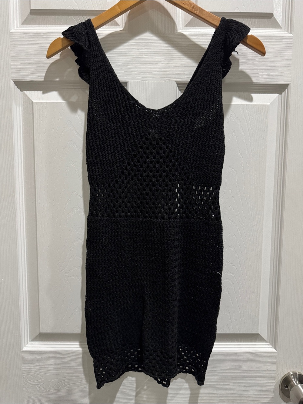 TiniBikini Black Crochet Swim Coverup Dress